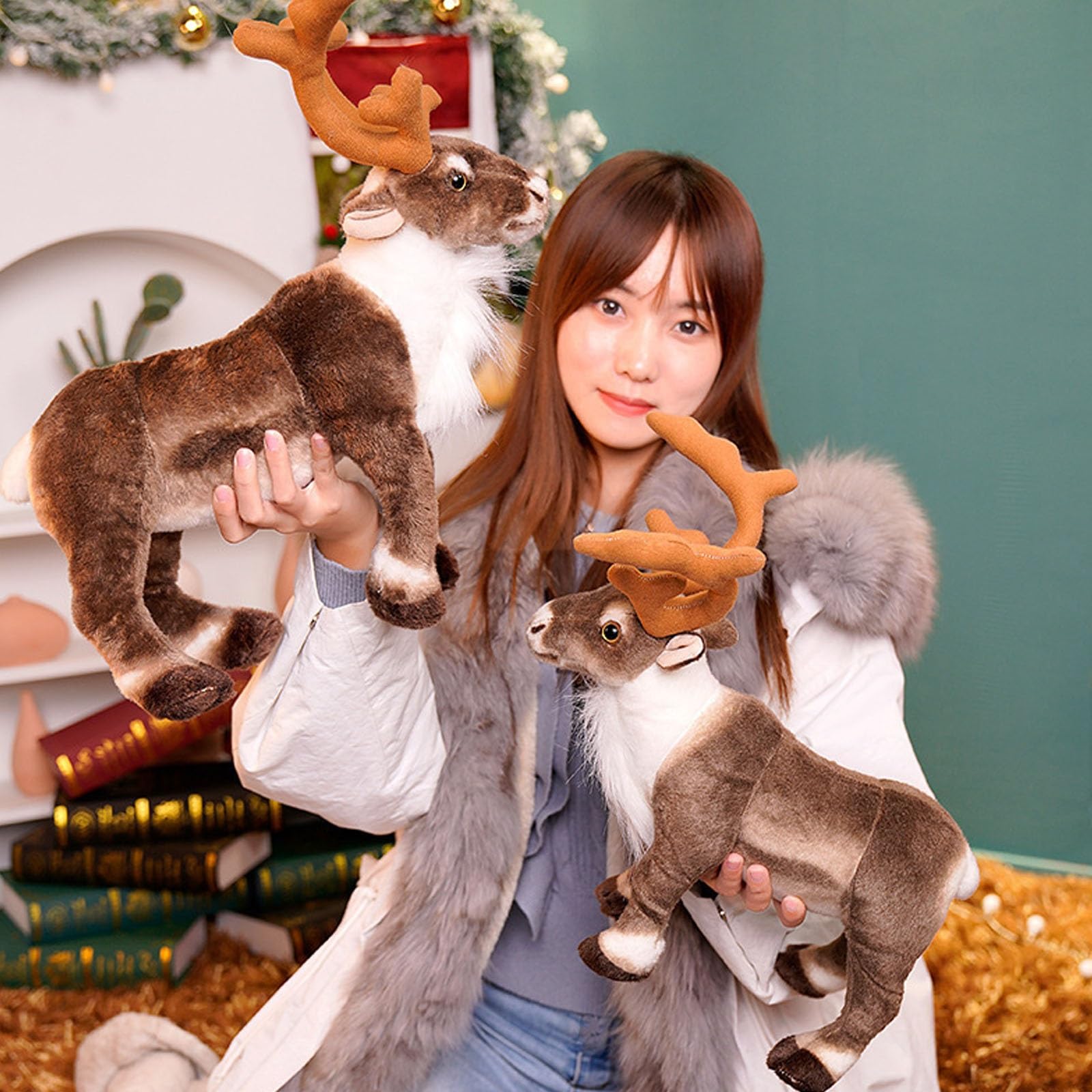 Amazon.co.jp: イミテーションヘラジカ人形、クリスマス鹿人形