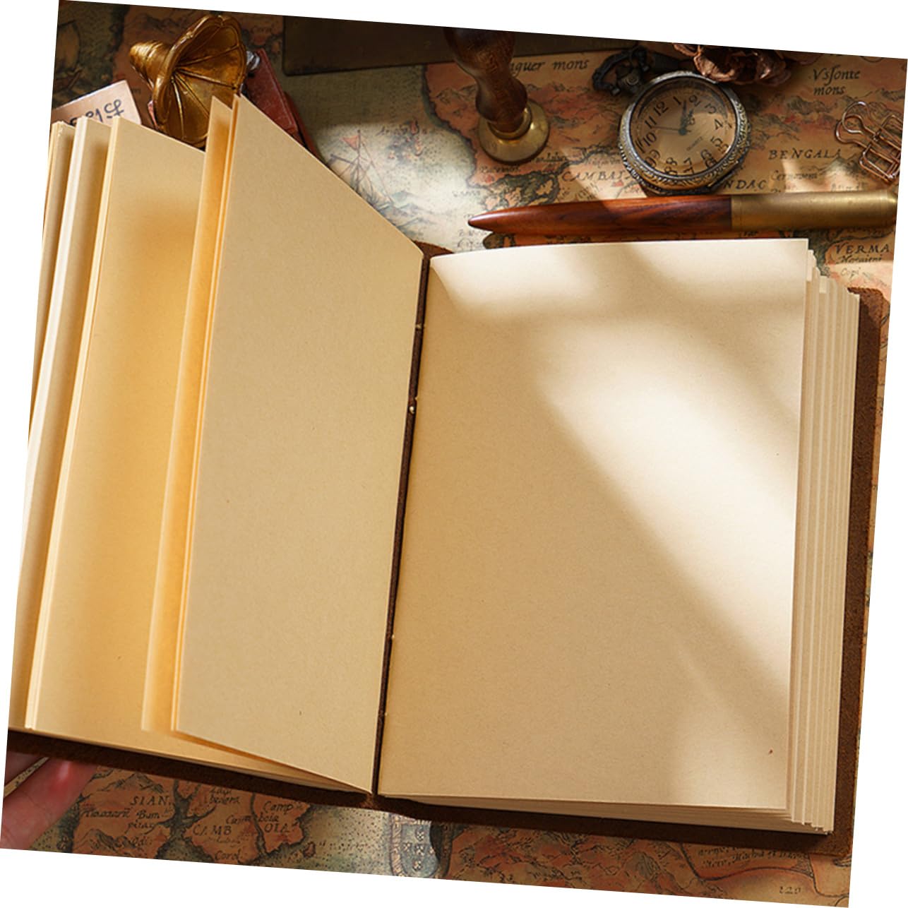 NUOBESTY Quaderno Diario in Pelle Vintage Marrone Copertina Spessa | Carta Interna Ispessita, Finitura Testurizzata, Stile Semplice per Studenti e Insegnanti