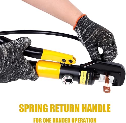 Miniatura 5 de Herramienta de prensado hidráulico de 10 toneladas de 12 AWG a 00 (20), herramienta de prensado de cable de batería con molde hexagonal de