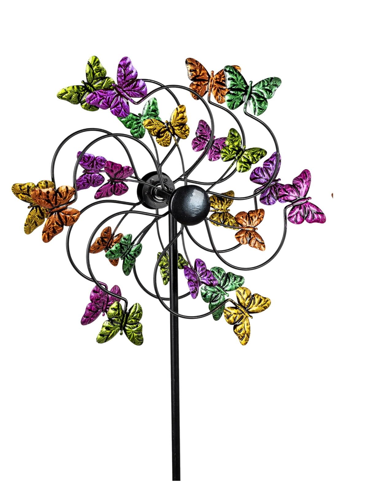 Molinillo de viento colorido para jardín, modelo de mariposa, molino de viento, 124 cm