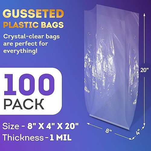 Vista 124 de APQ Bolsas de Polietileno con Fuelle 1 Mil Transparente/10" x 6" х 20