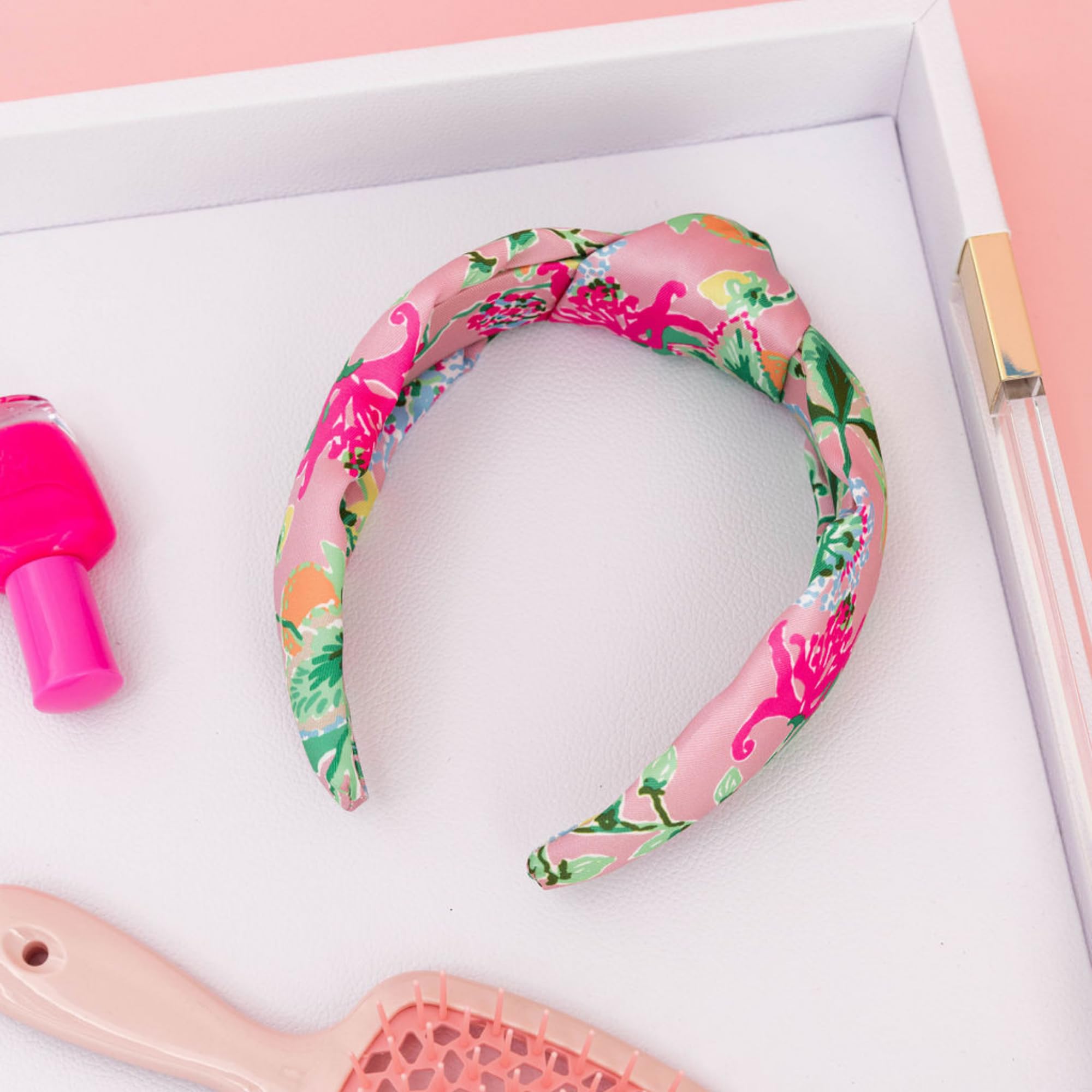 Lilly Pulitzer Bright Pink & Multicolor hair band Set Amazon.com : Lilly Pulitzer Pink Top Knot Headband for Women  main image 2