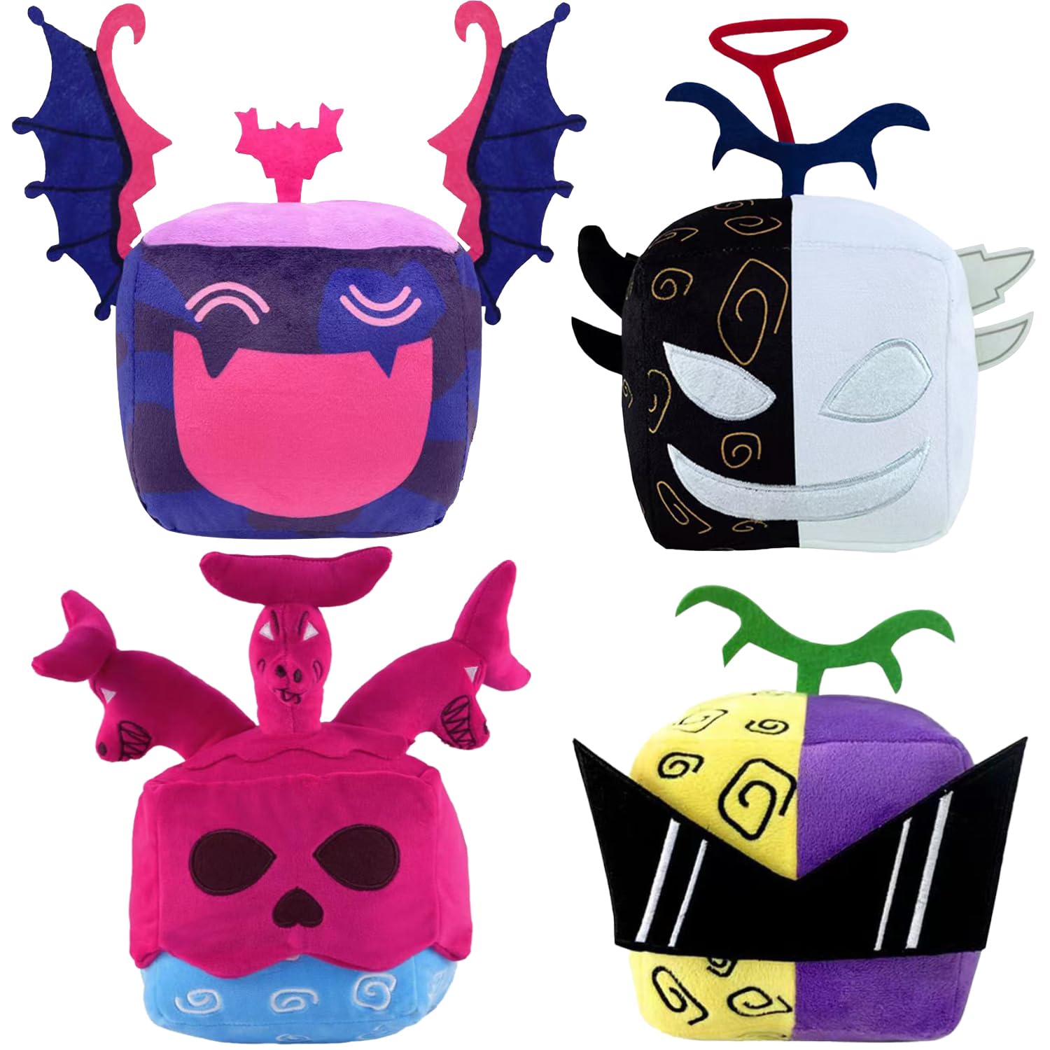 Blox Fruits Plush, Stuffed Animal Plushie Pillow Soft Fruits Hugging Plush Pillow Toy Collectible Gifts for Kids Fans Aldults Birthday (4 Pcs Style B)