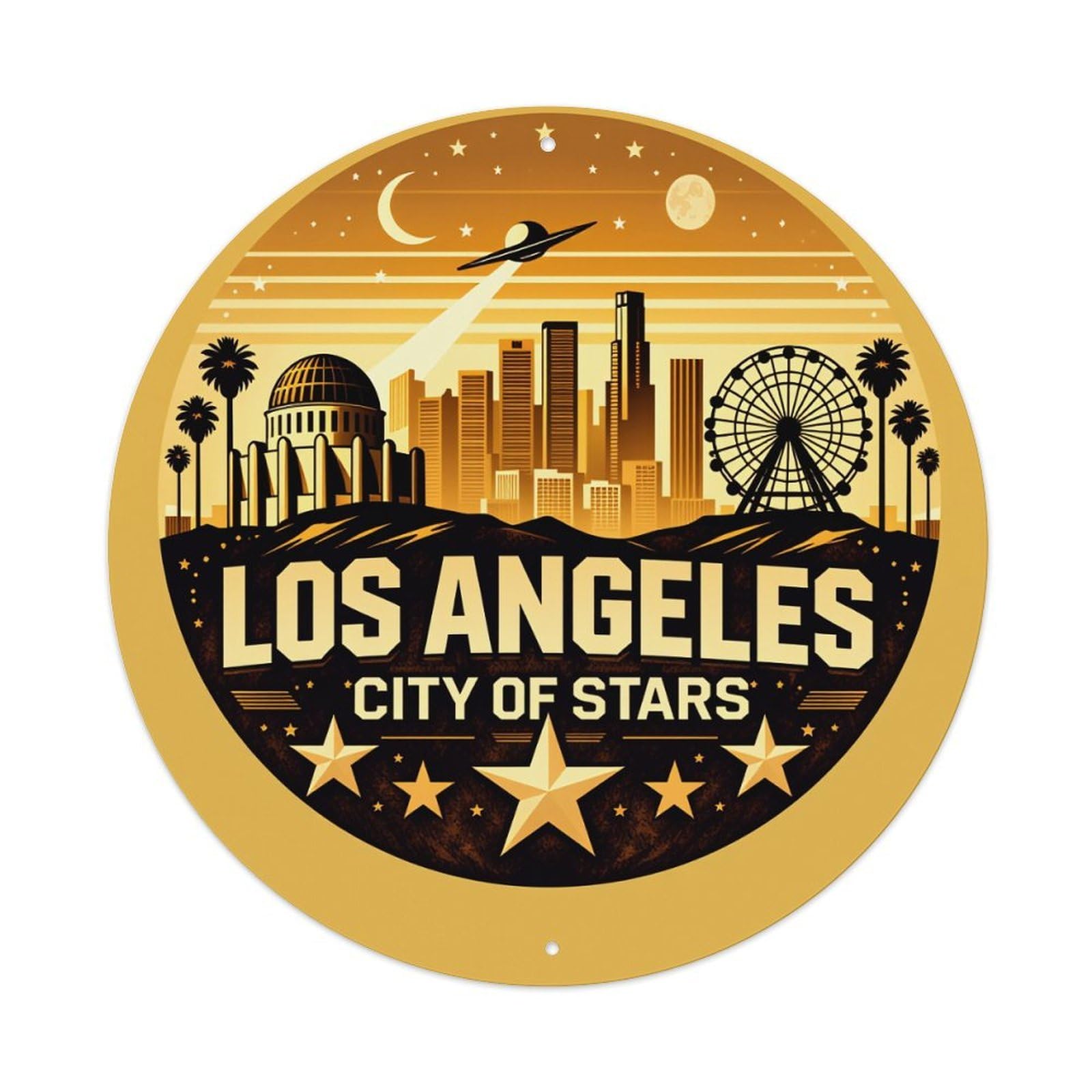 Los Angeles City Of Stars Metal Tin Sign Vintage Garden Bedroom Cafe Bar Man Cave Home Wall Decor Metal Poster 8x8 inches