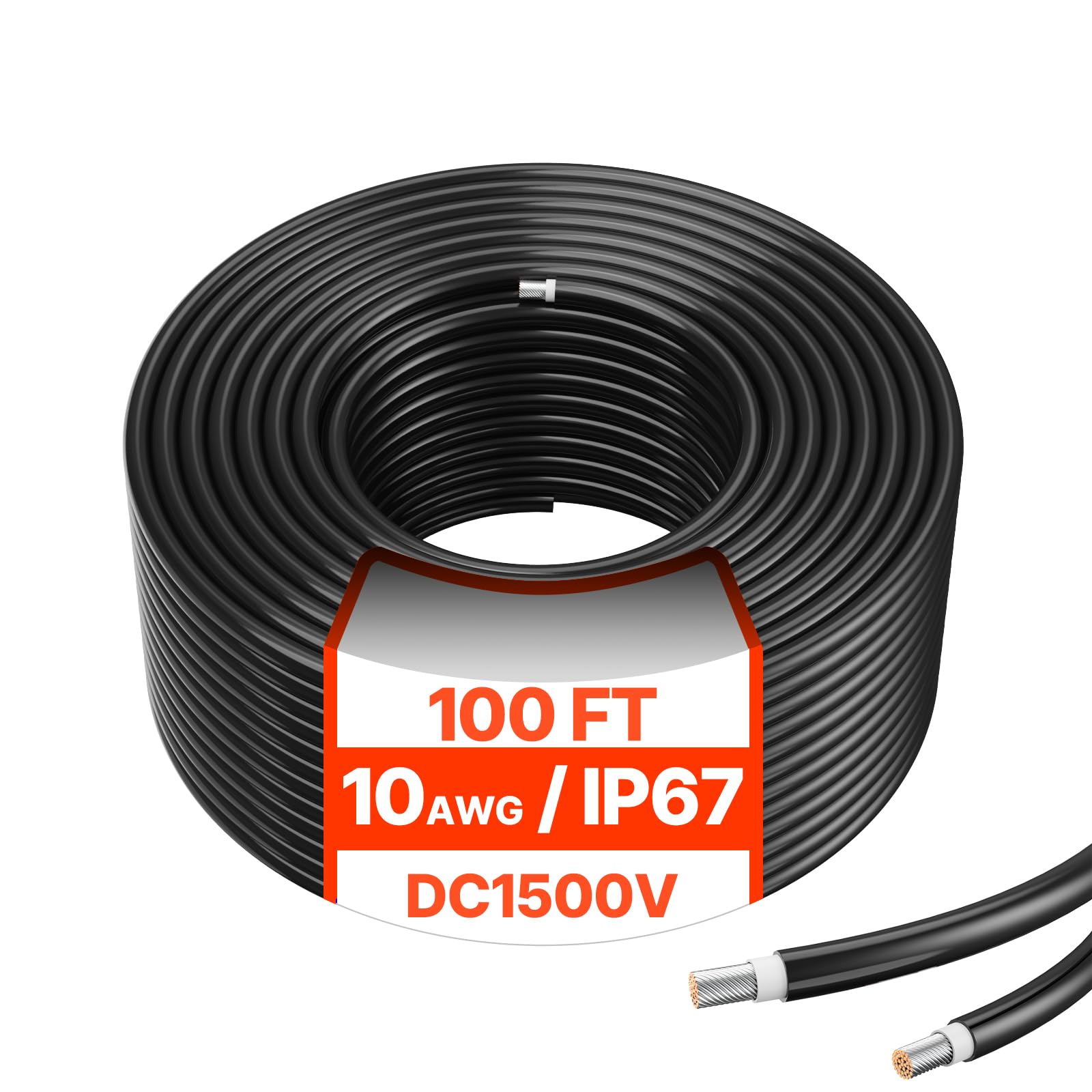 VEVOR Kabel przedłużający do panelu słonecznego 10 AWG, kabel przedłużający 6 mm², IP67, wodoszczelny kabel PV do modułów solarnych w domu, na statkach i w przyczepach kempingowych, czarny
