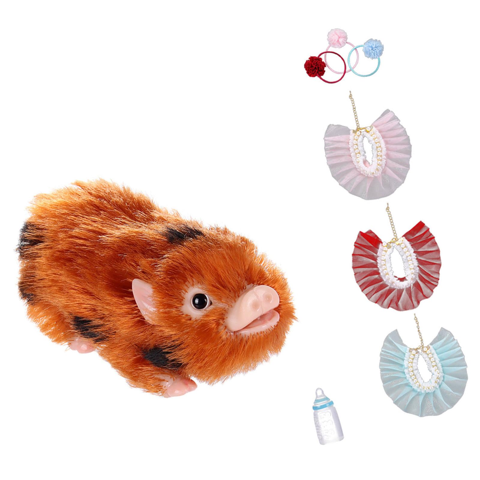 Interaktives Piggy Squeeze Tierfigur Reborns Spielzeug mit Spitzenkleid Rollenspiel für Vorschulkinder Geschichtenerzählaktivität Kleinkind Lernspielzeug