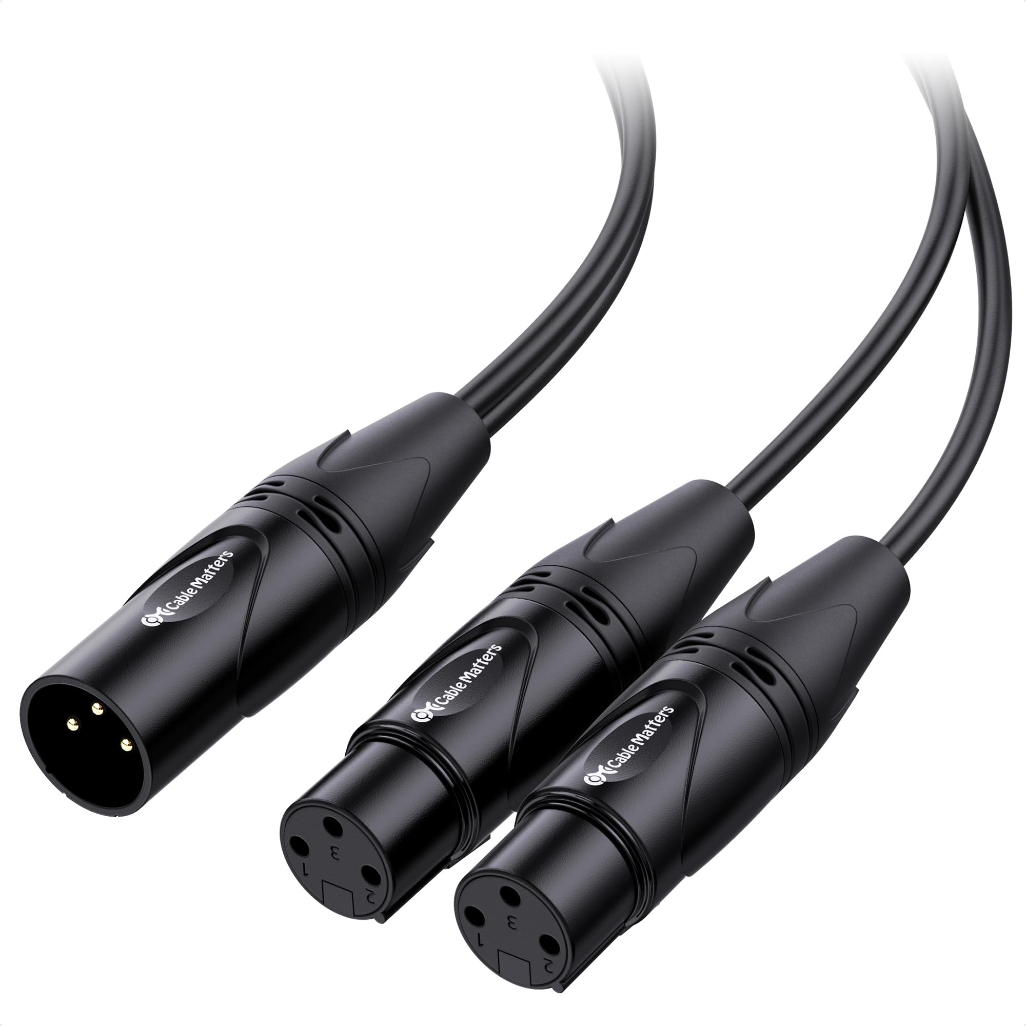 Cable Matters Câble Répartiteur XLR Symétrique, Câble en Y XLR Mâle, 1m | Câble XLR en Y, répartiteur de microphone 1 mâle vers 2 prises femelles, répartiteur de microphone