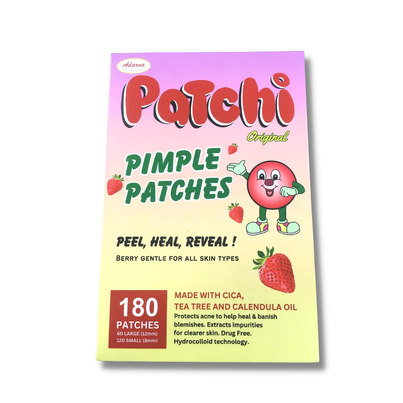 Patchi Acne Pimple Patch by Adarna Essentials 180 count - Invisible Hydrocolloid Acne Patches with Tea Tree Calendula