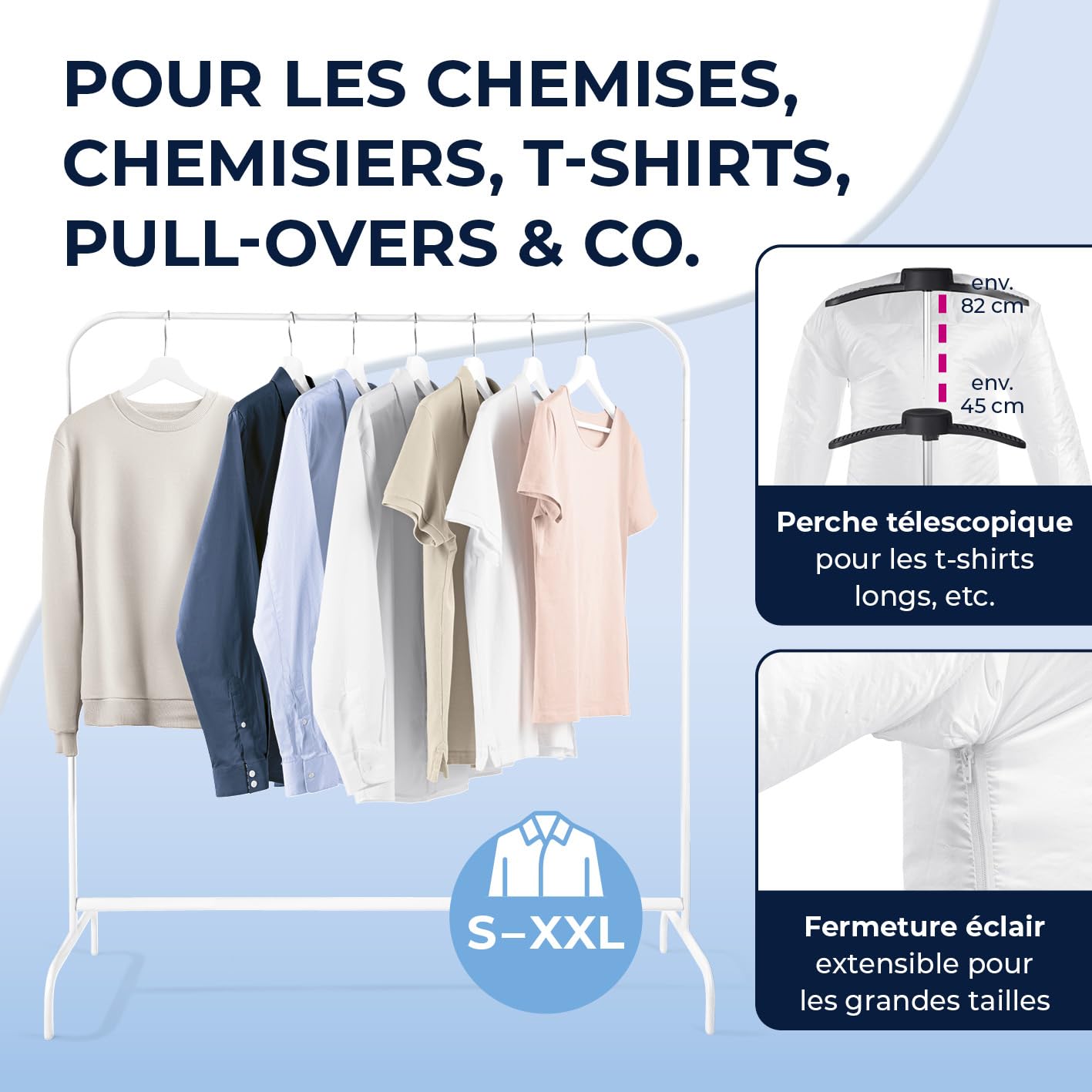 CLEANmaxx Repassage automatique de chemises PRO | Remplace le fer à repasser, le défroisseur vapeur et le steamer | Appareil de repassage pour chemises, chemisiers & t-shirts | Innovant & efficace