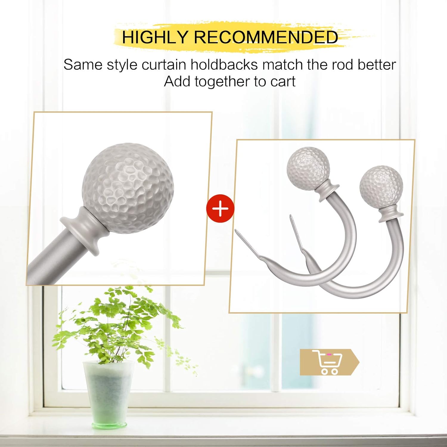 SZXIMU Curtain Rod 5/8 Inch Single Drapery Rods for Windows with Hammer Texture Finials, 48-86", Nickel