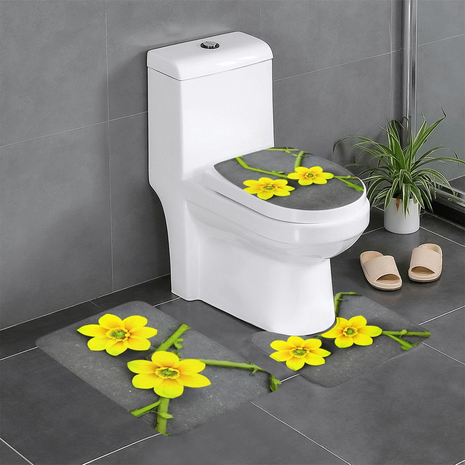 Alfombrillas de baño para salir de la ducha seguras juego de 3 BROLEO amarillas