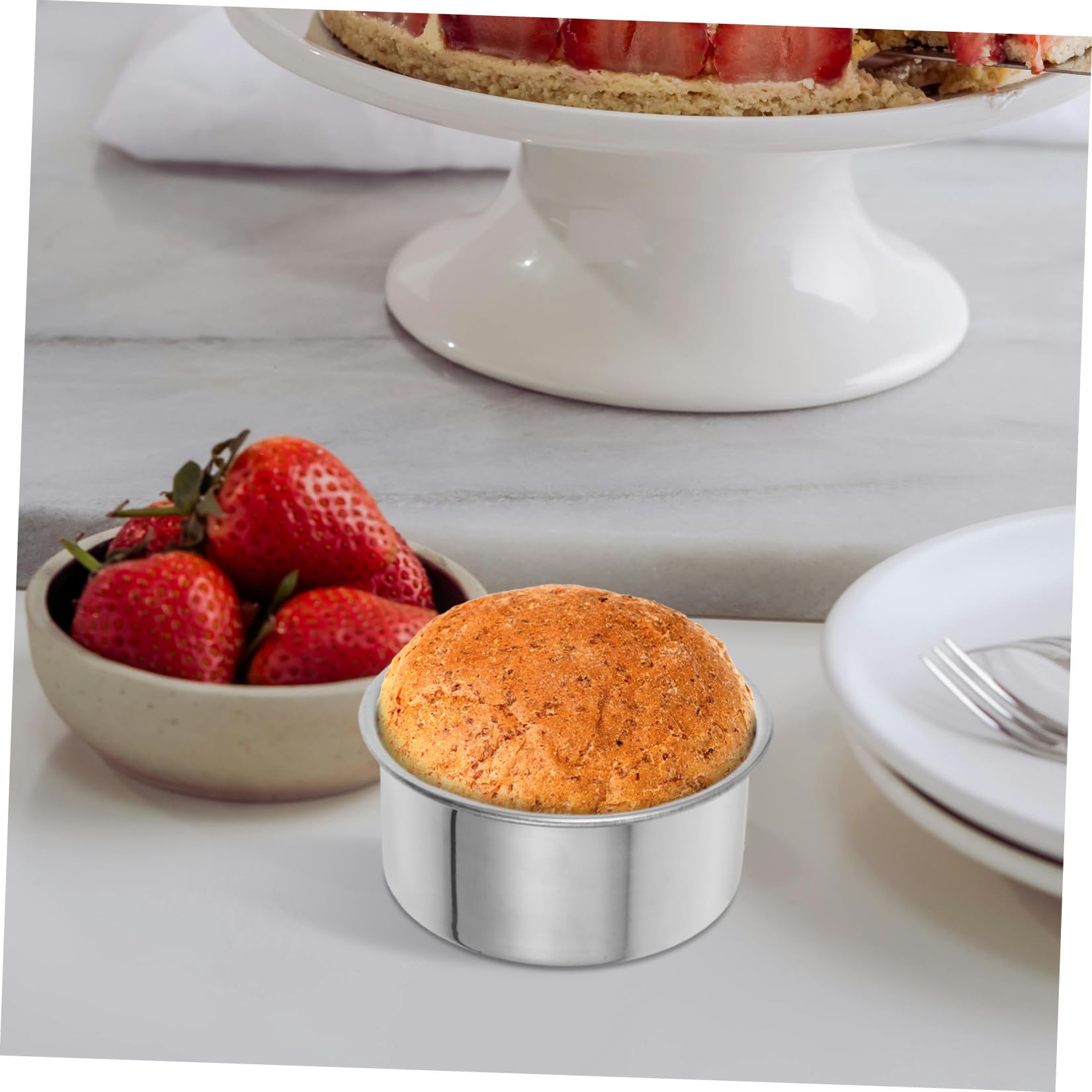 Alasum Teglia per Torta Rotonda Mini 3 Pezzi in Acciaio Inox Argento