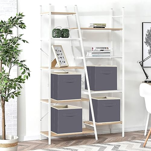 Miniatura 6 de FabTotes - Paquete de 6 cubos de almacenamiento plegables de 11 x 105 x 105 pulgadas cajas organizadoras de libros de juguetes grandes con asas