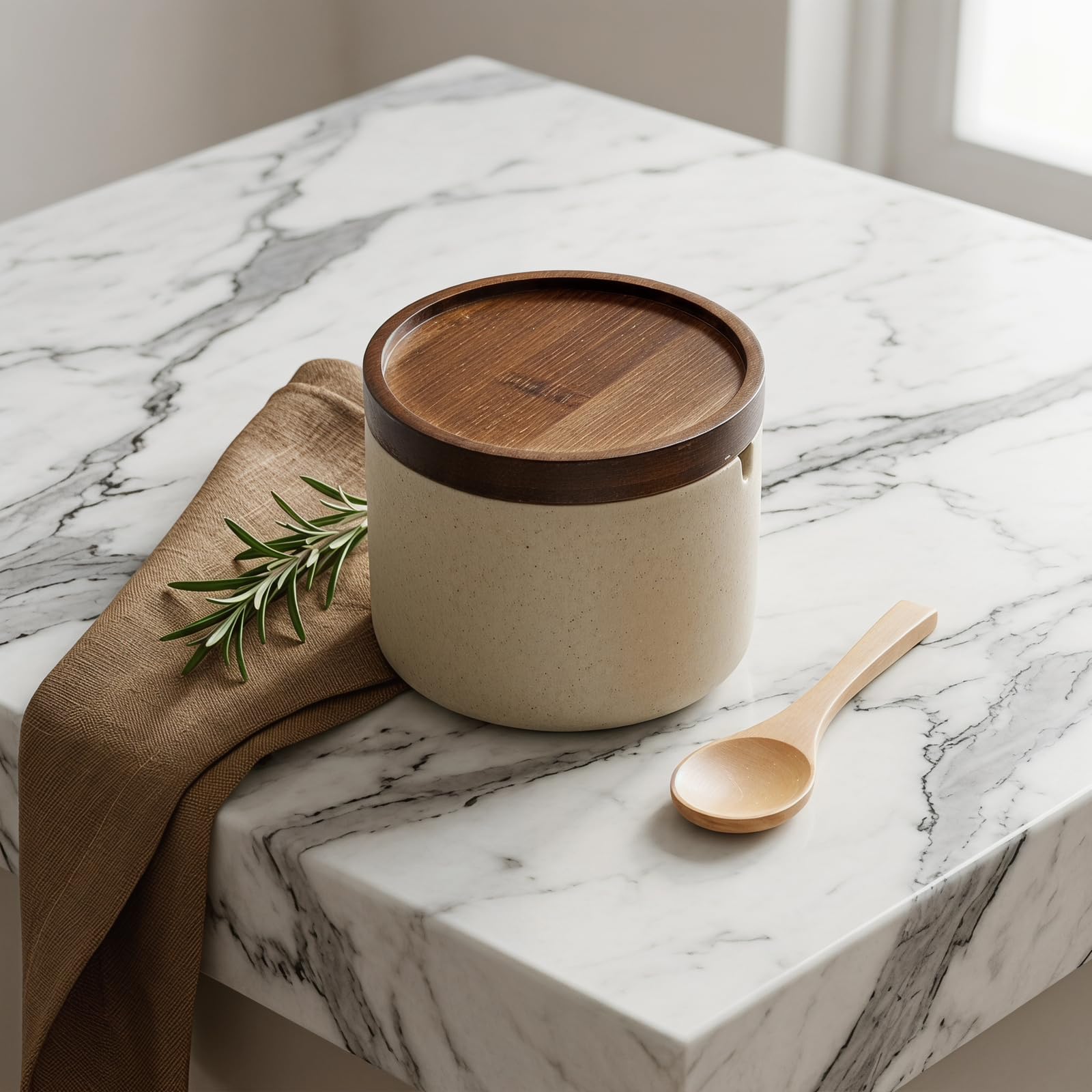 Zuckerdose mit Löffel, 225ml Keramik Salztopf mit Deckel und Löffel, Modern Gewürzgläser Zuckerbehälter, Keramik-Frischhaltedose für Kaffeebohnen, Zucker, Tee, Gewürze usw