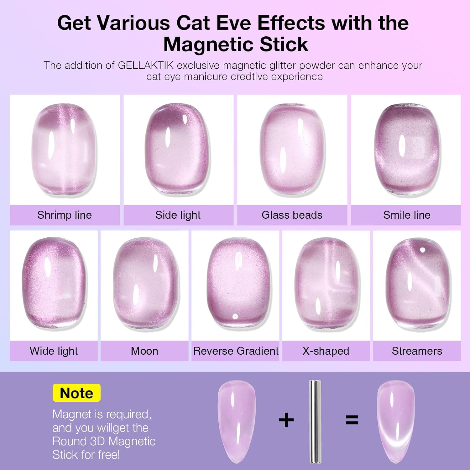 Cat Eye Gel Nail Polish Set, 6 Colors 12ML Glass Nail Polish Gel with Magnet, Soak Off UV LED for Home Salon Manicure Gift for Women