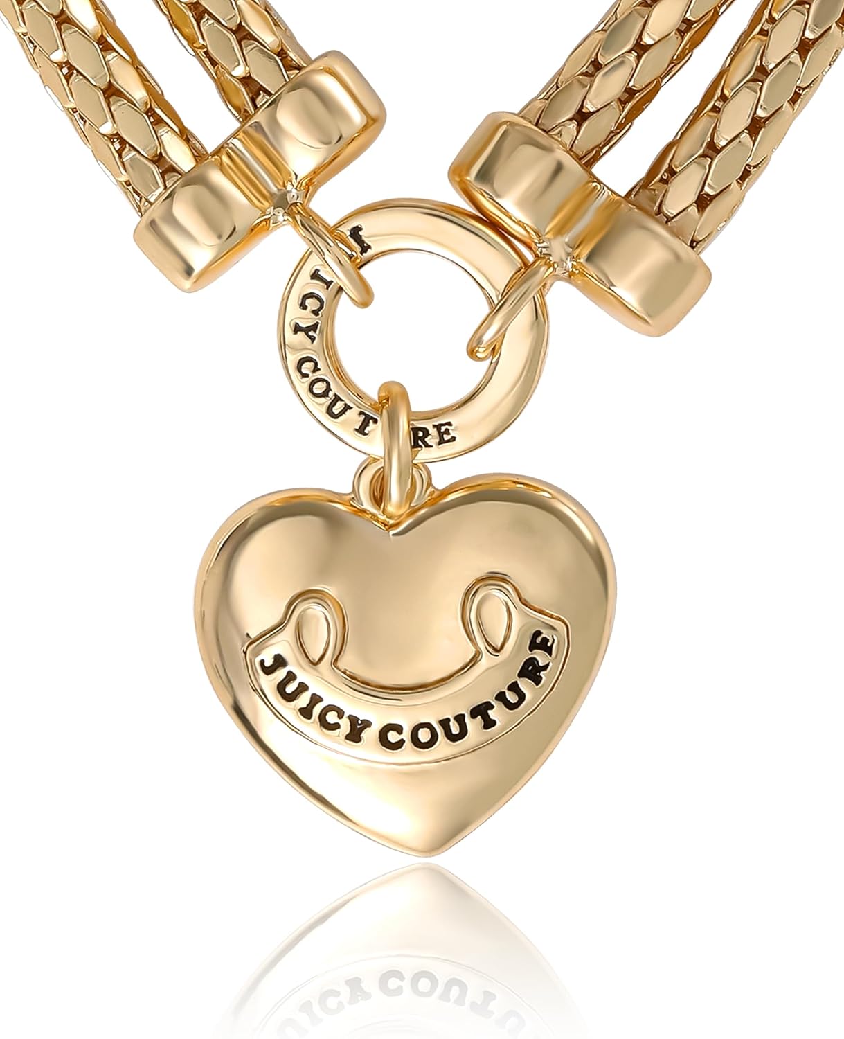 Juicy Couture Stretch Double Mesh Bracelet for Women with Puffy Heart, Gold-Tone Heart Bracelet, Valentines Gifts for Her - Image 5