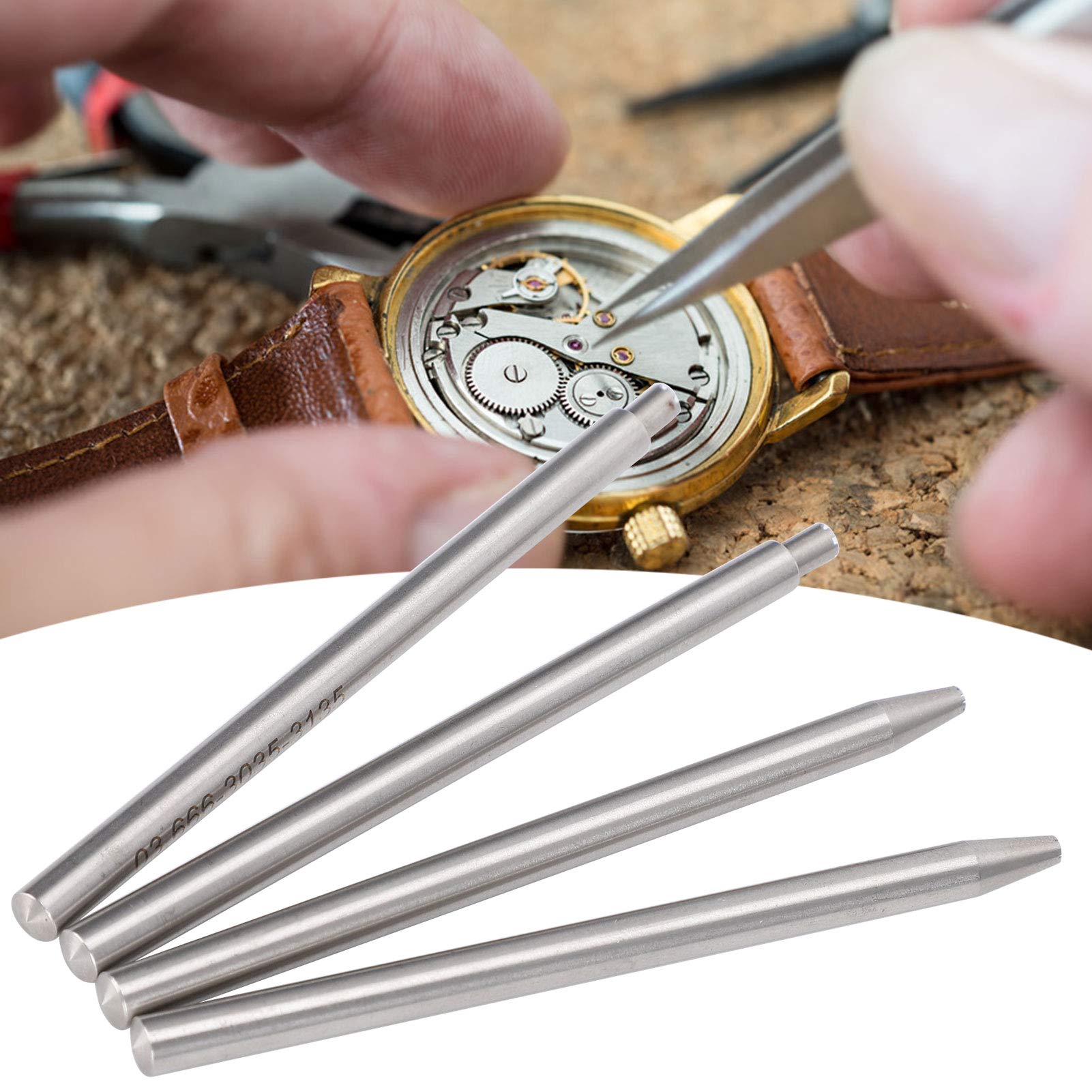 Oszillierender Rotorgewicht-Achsenstanzer-Satz, Langlebiges Uhrenreparaturwerkzeug für Uhren, Schmuck, Elektronik, 4-teiliger Legierter Stahl