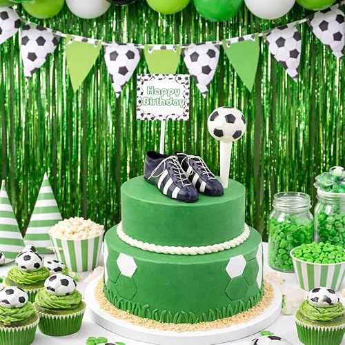 Miniatura 3 de Pelota de fútbol para fiesta de cumpleaños, decoración de tartas, mini zapatos de fútbol, tacos de fútbol y pancarta