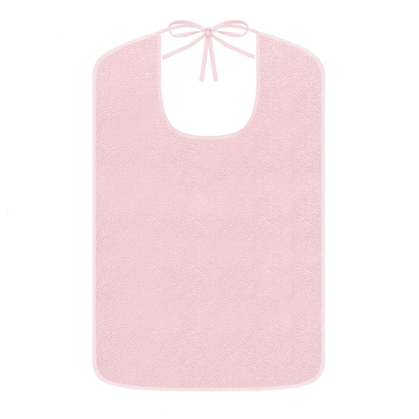 VMEECARL Adult Bibs for Men and Women Reusable Bibs for Adult Eating Large Clothing Protector for Elderly (1*PINK)