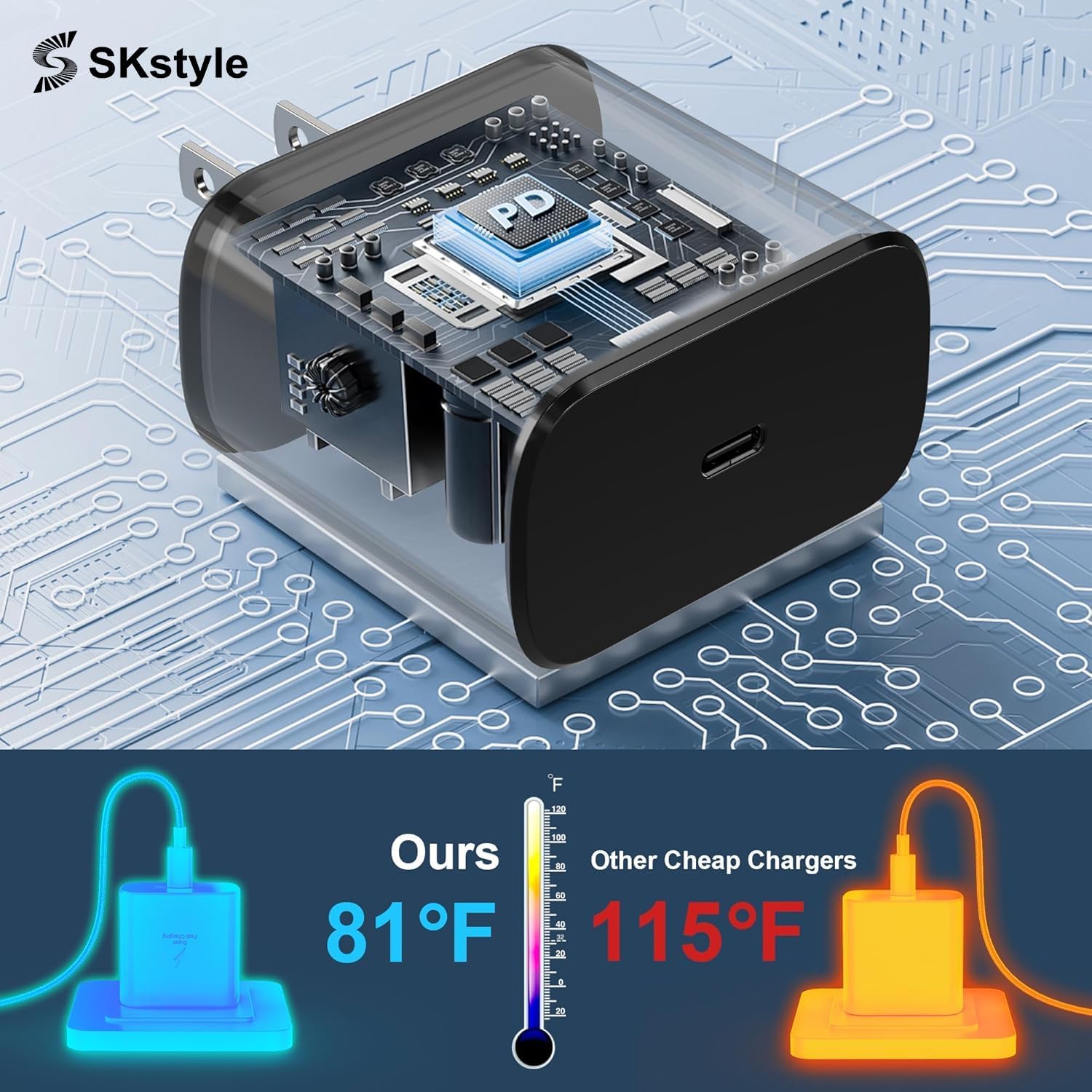 S SKSTYLE 2Pack 45W Super Fast Charger Type C, 45 Watt USB C Android Phone Charger Fast Charging Block with 10FT Type C Cords for Samsung Galaxy S25 Ultra/S25/S24/S23/S22 Plus/S20, Tab S9/S8