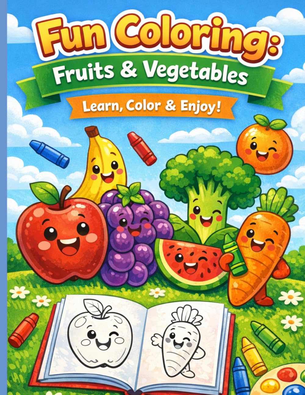Fun Coloring: Fruits & Vegetables – Learn, Color & Enjoy!
