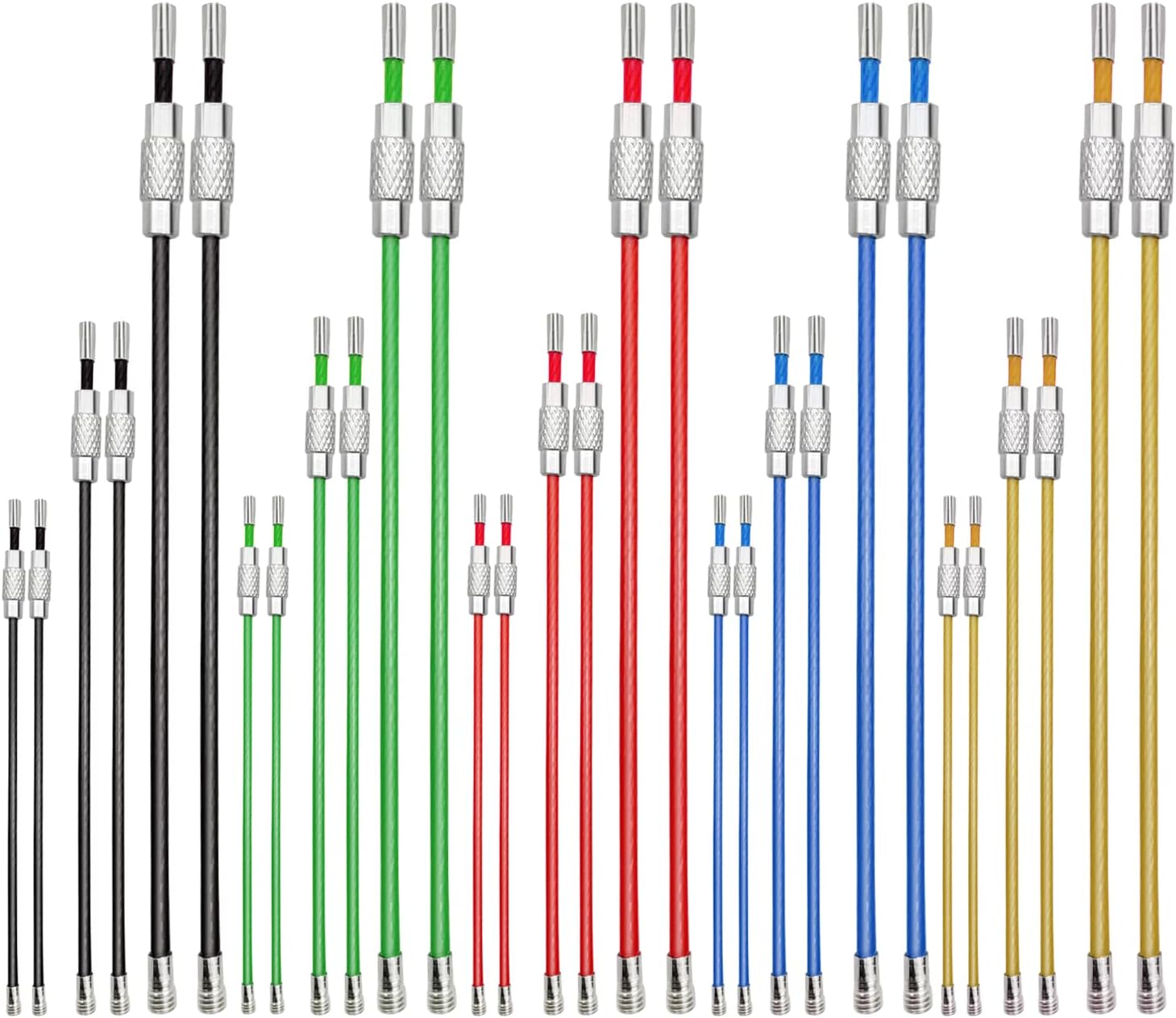 10x Edelstahl Haltegurte 50cm Mit Karabinerhaken - Sicherheitsseile Schwarz/Silber