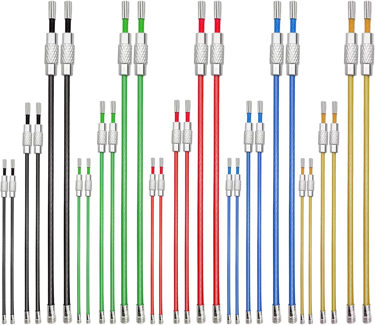30 Pcs Colored Nylon Coated Stainless Steel Metal Wire Keychains, CKANDAY 3 Sizes 4" 6" 7.8" Cable Keyrings 2mm Key Rings Loops with Stainless Steel Connecter for Hiking Luggage ID Tags -5 Colors