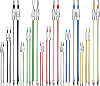 30 Pcs Colored Nylon Coated Stainless Steel Metal Wire Keychains, CKANDAY 3 Sizes 4" 6" 7.8" Cable Keyrings 2mm Key Rings Loops with Stainless Steel Connecter for Hiking Luggage ID Tags -5 Colors