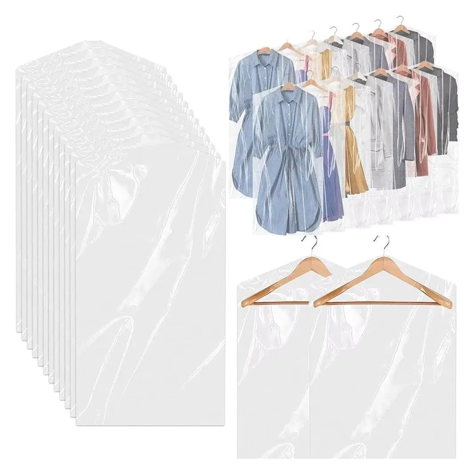 fundas para ropa 10Pcs Thickened Clothing Dust Bag Visible Suit Cover Transparent Household