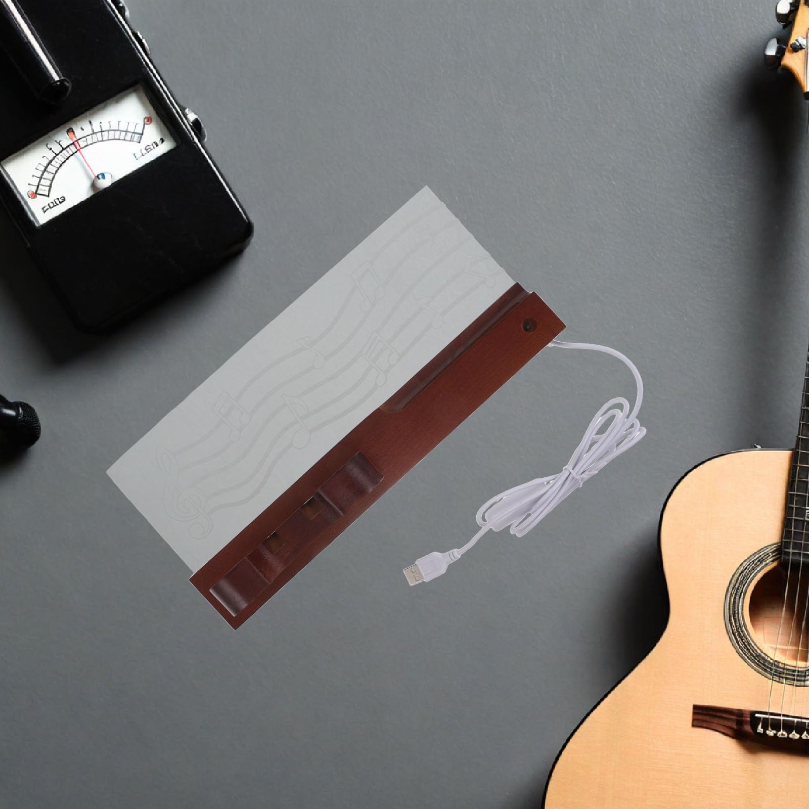 Beleuchtete Gitarrenwandhalterung mit Integriertem Plektrumhalter und Haken für E gitarre und Violine für Studios und Kleine Wohnungen