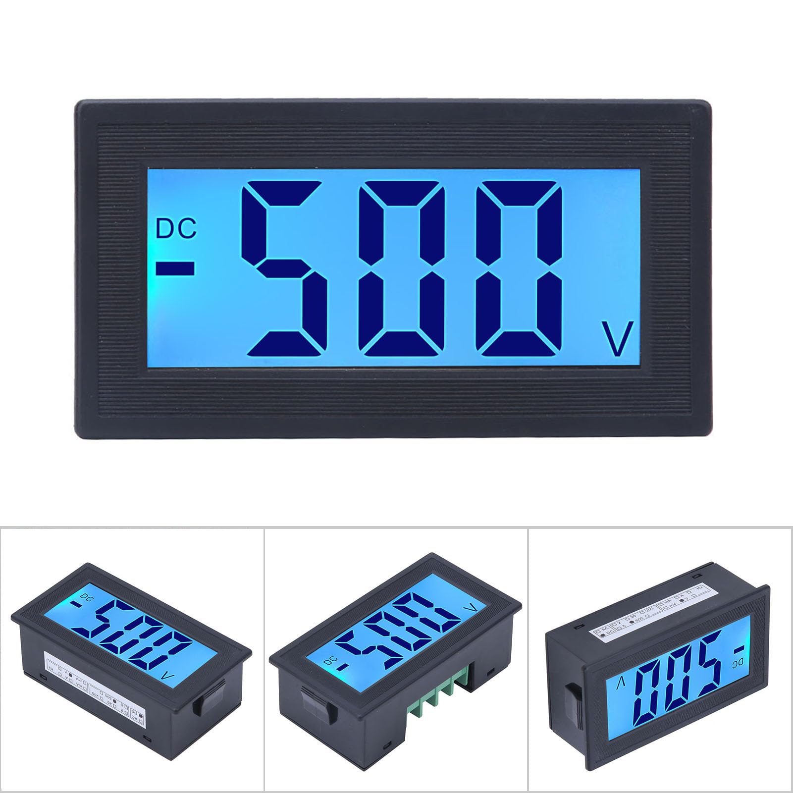 YB5135DB DC Voltmetro Digitale Display LCD Voltage Meter AC Alimentazione 0-500 V, Blu, DC0-500V, Digitale