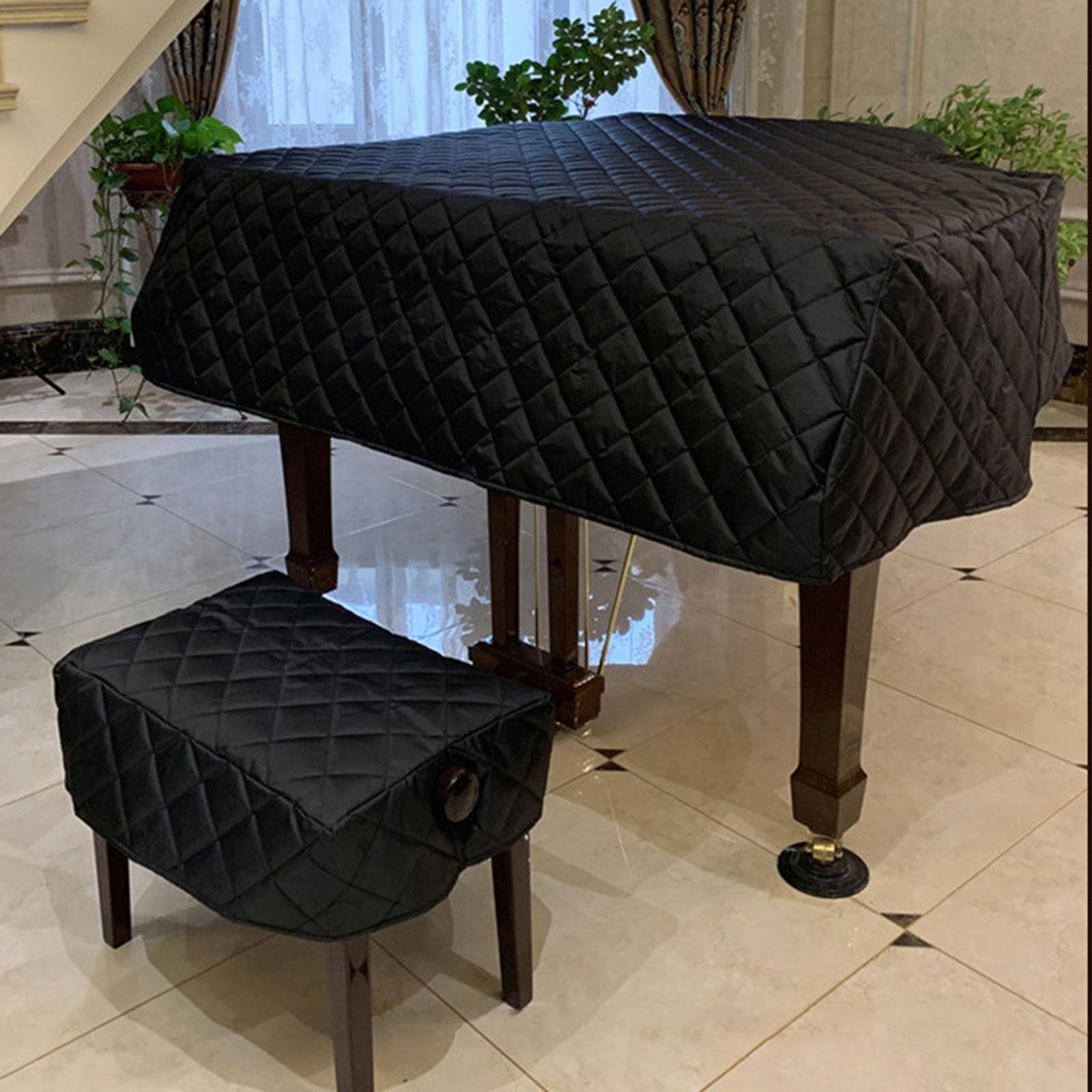 Copertura Antipolvere per Pianoforte a Coda con Fodera in Cotone Spesso, Impermeabile, Completa, Protettiva per Pianoforte a Coda, Accessori per Pianoforte per la Maggior Parte dei pianofort
