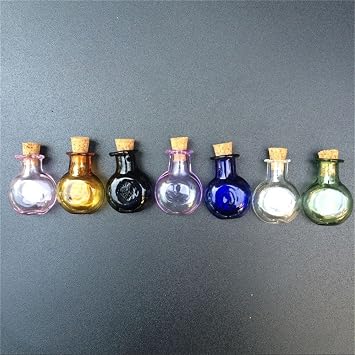 Mini Glass Color Oblate Round Bottles With Cork Little Bottles Wedding Gift Tiny Jars Vials Mix 7 Colors