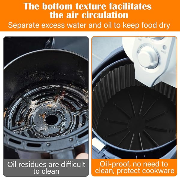 Stampo in silicone per friggitrice ad aria calda Air Fryer Liners,2 pezzi riutilizzabile Airfryer carta da forno accessorio per friggitrice ad aria calda in silicone per Ninja, cosori, philips, Tefal - 4