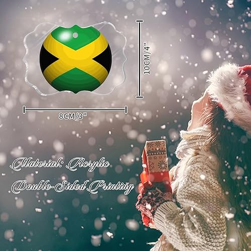 Miniatura 3 de Swavecat Adorno de bandera  Adorno de árbol de Navidad de Jamaica, recuerdo de la ciudad, adorno colgante de árbol de Navidad acrílico Jamaica,