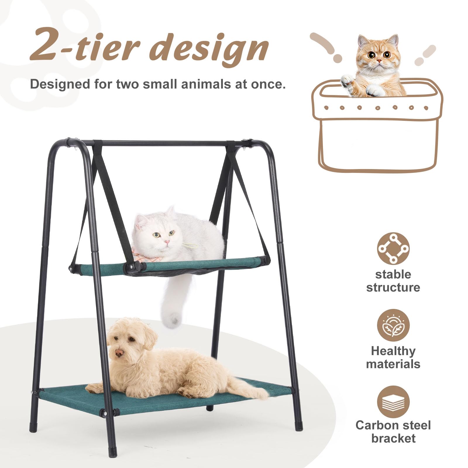Etagen-Katzenschaukel zum Aufhängen, Kätzchen-Hängematten mit Kissen, erhöhte Schaukeln für Katzen und Kätzchen, perfekte Indoor-Katzenmöbel, Hundeschaukel, atmungsaktive Katzen-Hängematte
