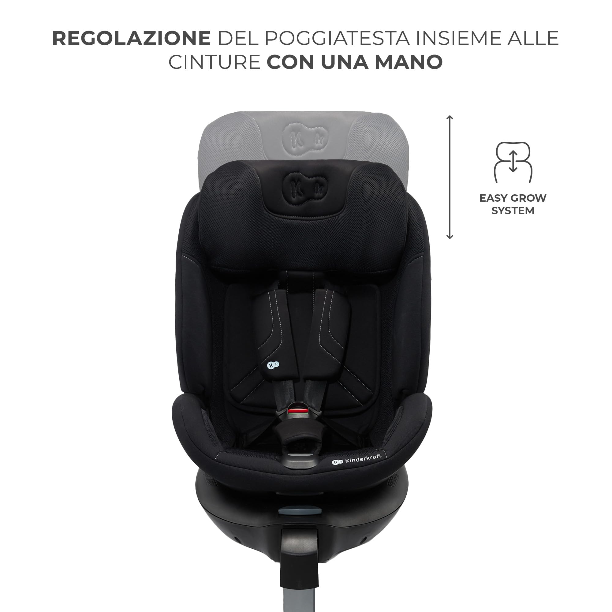 Kinderkraft XRIDER2 Seggiolino auto 0-21 kg, I-SIZE 40-150 cm, Seggiolino 360 girevole, con Isofix Base, Reclinabile Posizione sdraiata, FWF, RWF, reclining, Nero
