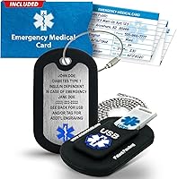 Vista 1 de Collar de alerta médica USB de 2 GB - 2 x 1.25 pulgadas - Collar de acero inoxidable grabado con placa de identificación médica - Collar de alerta