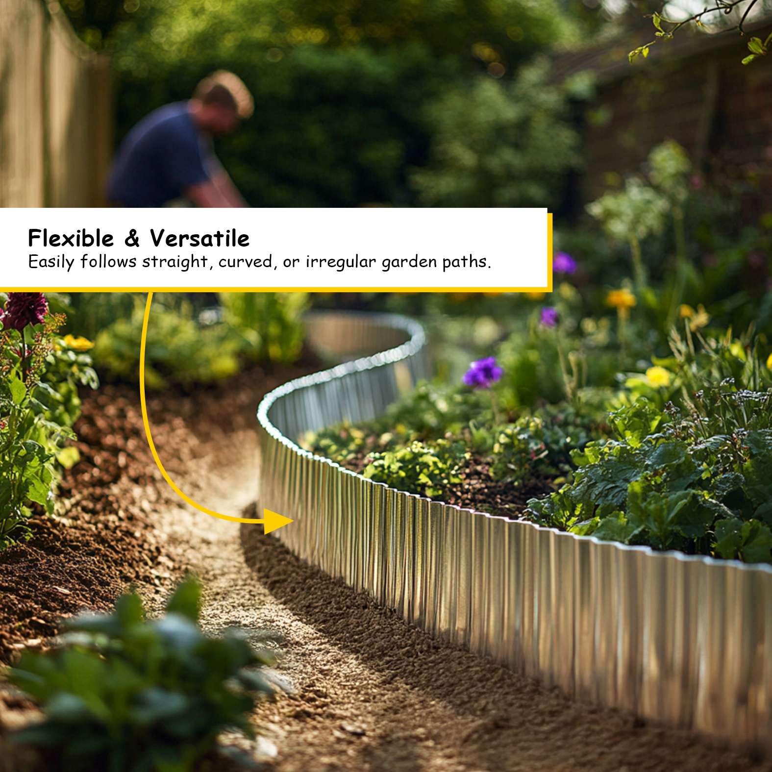 Corrugated Metal Garden Edging, Wave Roll, Landscape Edging Border for Lawn Flower Bed, Garden Fence, Paver Edging - Image 2