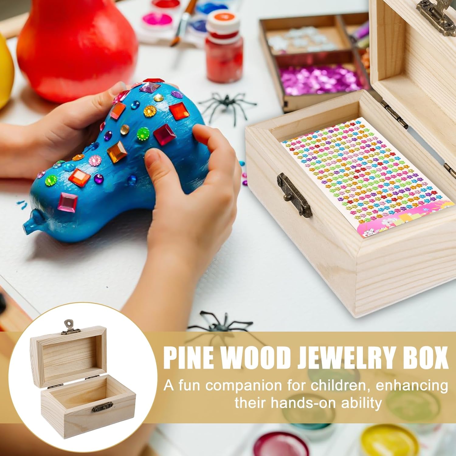 Pack of 12 Wooden Treasure Chest with Curved Lid and Metal Clasp 9 x 5.5 x 5 cm Wooden Box with Vintage Clasp Hinges Treasure Chest for Birthday Pirate Parties Gifts Jewellery Box