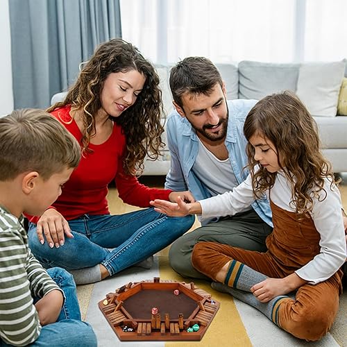 Miniatura 5 de Juegoal Juego de dados de madera para 1 a 6 jugadores, juego de mesa mejorado con 12 dados para niños, adultos, familias, clásicos, viajes,