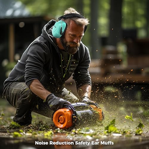 Vista 87 de ProCase - Orejeras de seguridad con protección auditiva NRR de 28 dB; para campos de tiro, podado de césped, construcción, carpintería, 1 - Azul puro