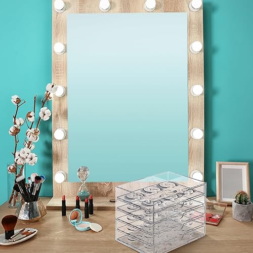 Miniatura 5 de Suzile Caja organizadora de pestañas postizas acrílicas de 5 capas para 30 pares de pestañas, caja de almacenamiento transparente, organizador de