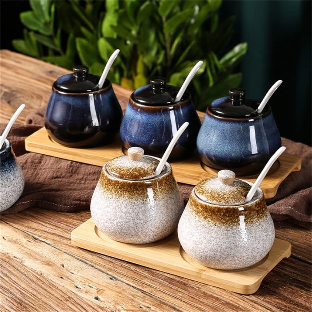 Seasoning jar Ceramic Spice Jar Household Seasoning Box Sugar Bowl Spice Jar Kitchen Tool Storage (C