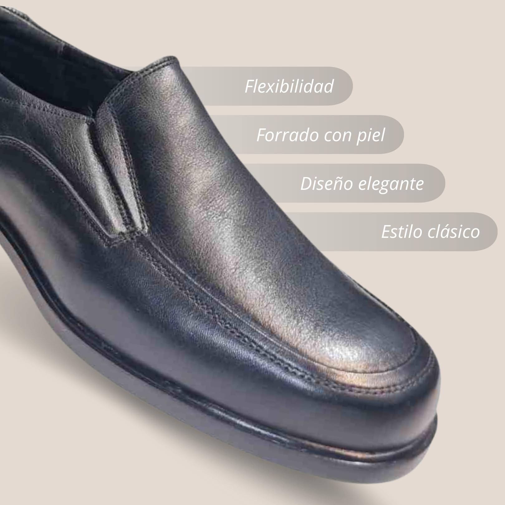 Zapatos de Vestir de Piel Sin Cordones Jace, Casuales, Cómodos y Flexibles, Plantilla Extraible
