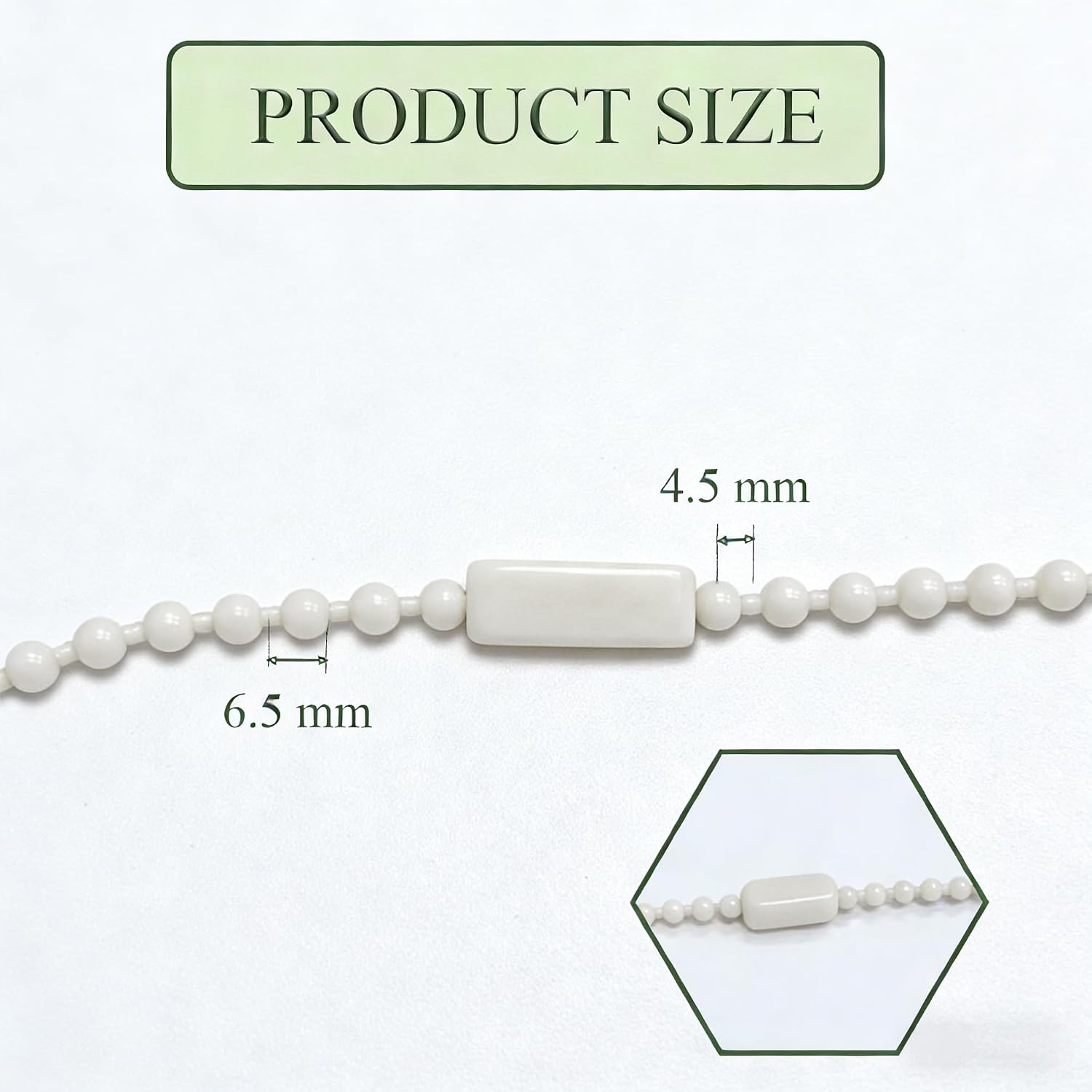10 Meters (10.94 Yards) Roller Blind Bead Chain Cord with 10 PCS Connectors Roman Venetian Honeycomb Vertical Shade Blind Cord for Replacement Parts Ivory White (Ivory White)