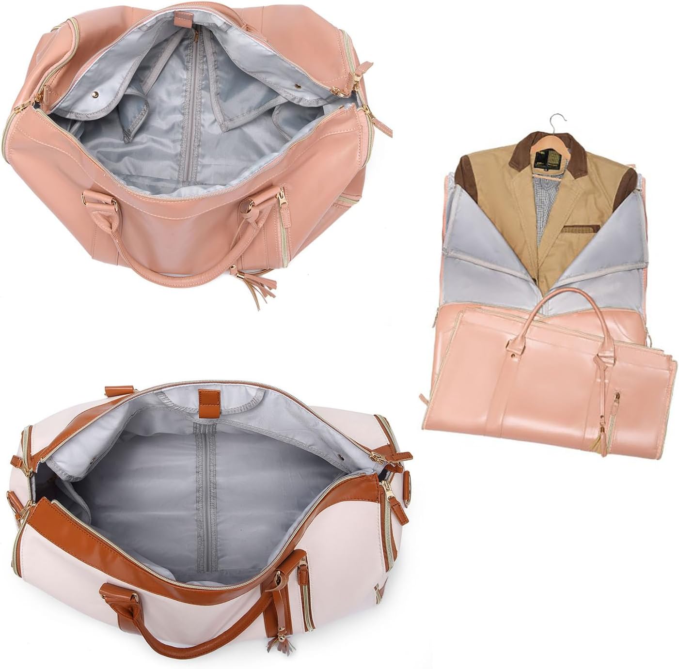 Luhxe Travel Bag Garment Bag, Travel Bsg Foldable Clothing Bag, Tashlo Carry Bag, Tashlo Travel Bag, Foldable Bags For Travel, Travel Duffle Bag That Unfolds To Hang Clothes (Beige)