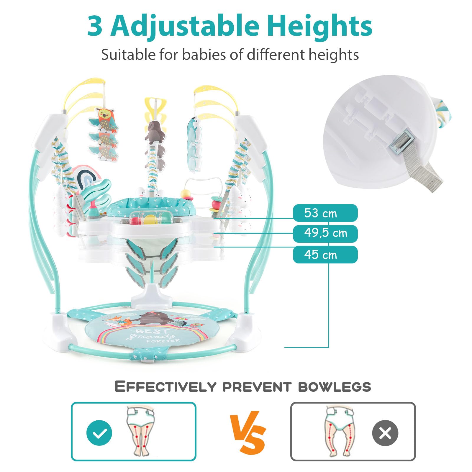 LIFEZEAL Jumperoo Baby loopwagen, met 360° draaibare zitting, in hoogte