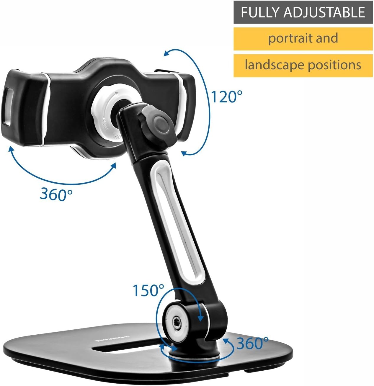 Ipad Stand - Tablet Stand - Ipad Table Stand for Home or Office - Tablet Holder Fits 7-11 inches Samsung iPhone Ipad Air Mini Tablets and Phones - with Camera Adapter
