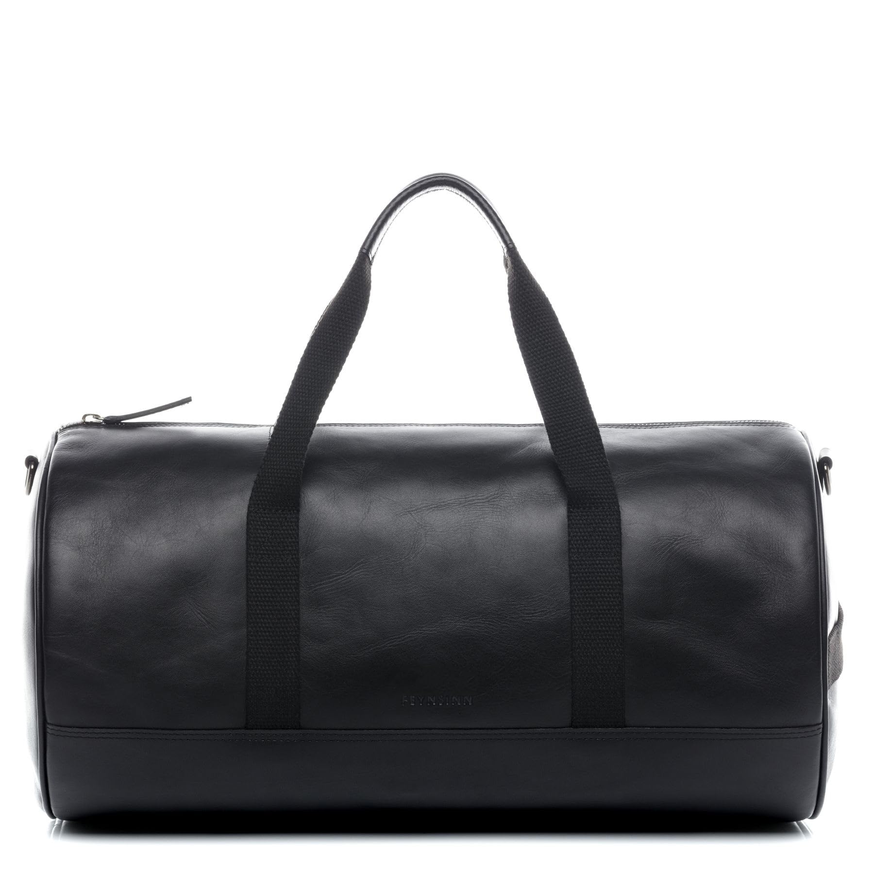 FEYNSINN Reisetasche echt Leder - Weekender Finlay 46 cm - Sporttasche Handgepäck mit Schultergurt - Ledertasche Herren und Damen schwarz handgefertigt